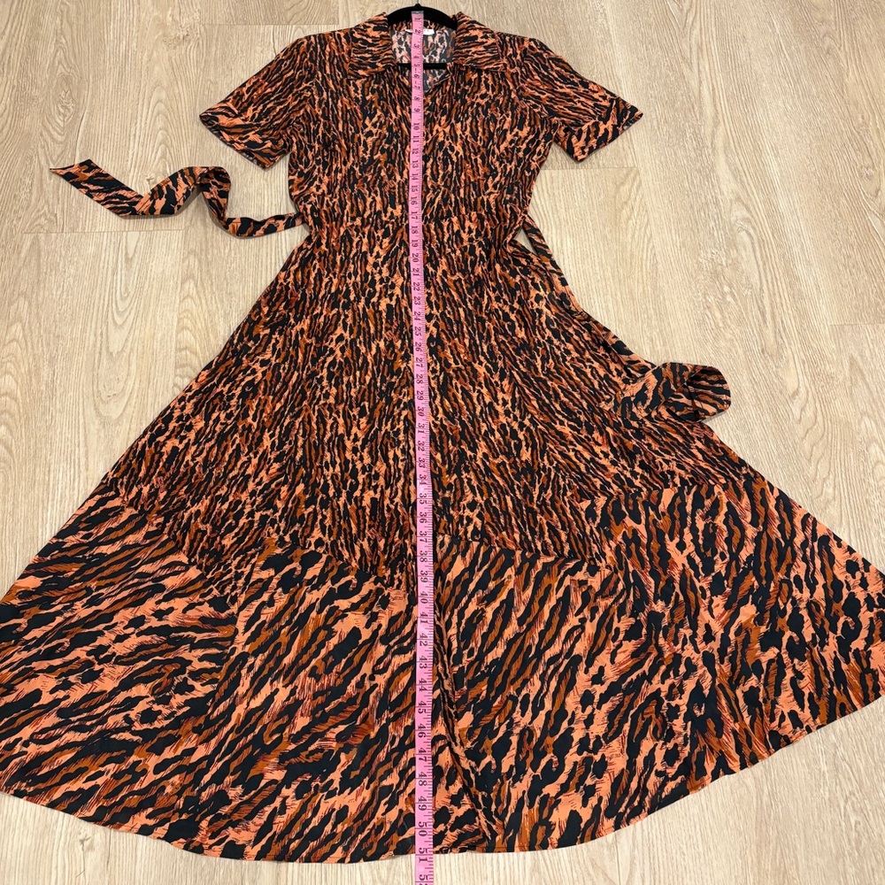 Sandro Paris Collared Animal Print Button Down Belted Shirt Dress EU Size 36 - Picture 10 of 10